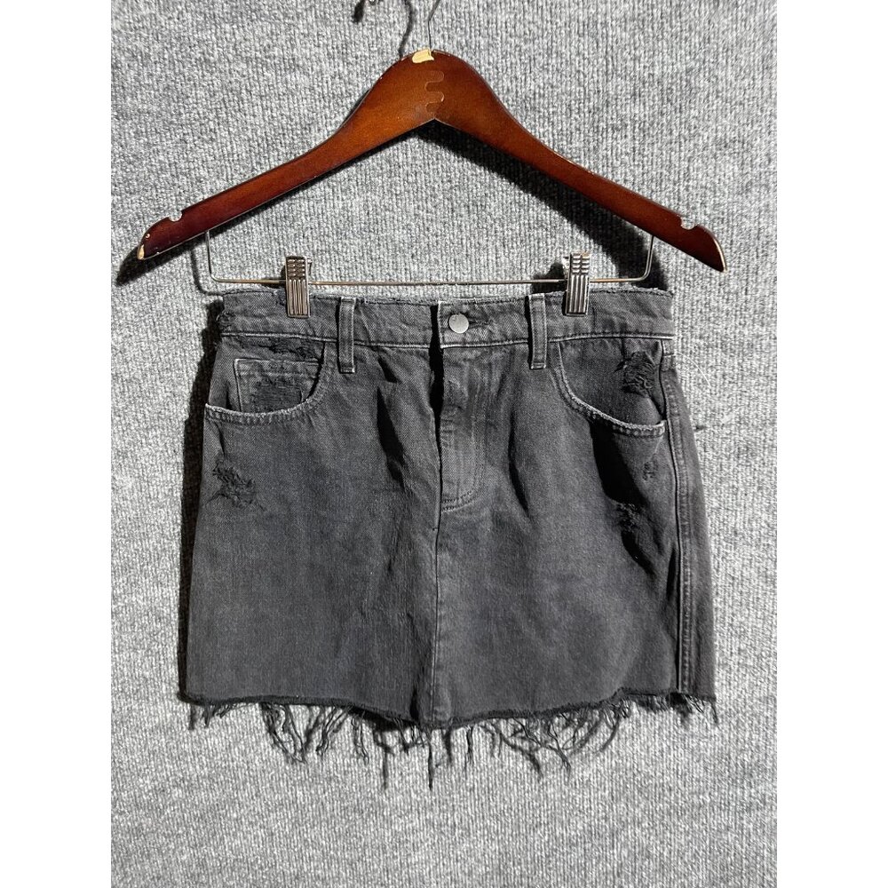 J Brand Skirt Womens 26 Gray Denim Frayed Raw Hem Distressed Mini Casual